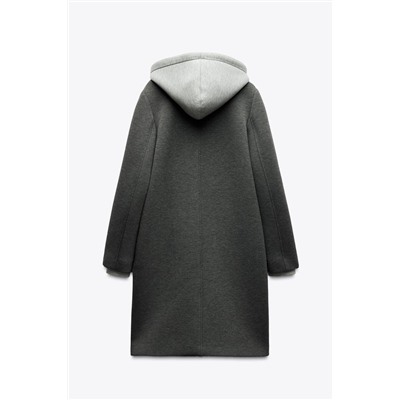 CONTRAST HOODED COAT