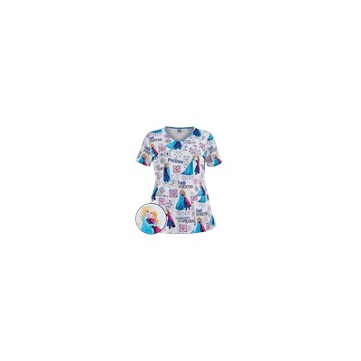Cherokee Tooniforms Frozen Print Scrub Top