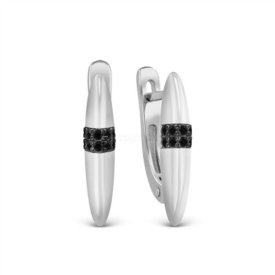 Серьги из серебра с фианитами родированные 925 пробы с-7258р216