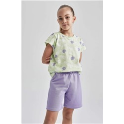 Kız Çocuk Regular Fit Desenli Kısa Kollu Tişört