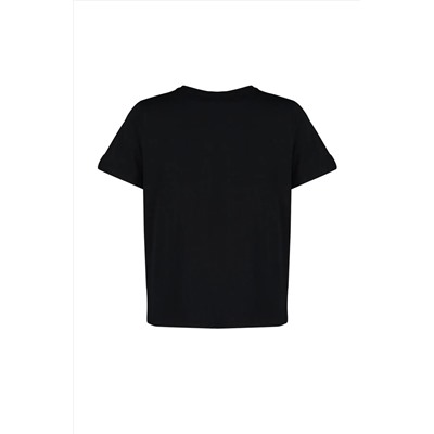 Siyah Regular Fit Basic Bisiklet Yaka %100 Pamuk Örme Büyük Beden T-Shirt TBBSS22TS0733