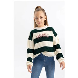 Defacto Kız Çocuk Oversize Fit Bisiklet Yaka Kazak B7470A823WN