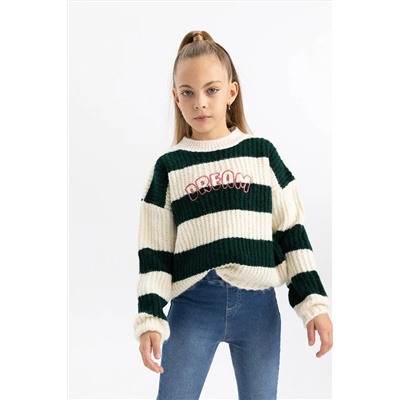 Defacto Kız Çocuk Oversize Fit Bisiklet Yaka Kazak B7470A823WN