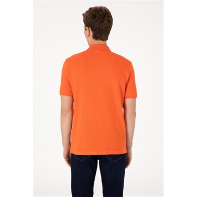 Erkek Regular Fit Polo Yaka Nar Çiçeği Basic Tişört