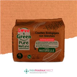 Love&Green Pure Nature - Couches Écologiques Non Blanchies - Taille 4 - 7 à 14kg - 38 couches