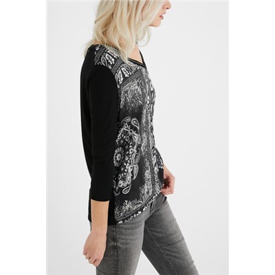 Camiseta boho manga tres cuartos