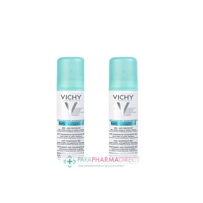 Vichy Déodorant Anti-Transpirant Anti-Traces Blanches & Jaunes 48h Aérosol 2x125mlLot  × 2