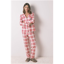 Pijama camisero 100% algodón cuadros rojos Mafalda