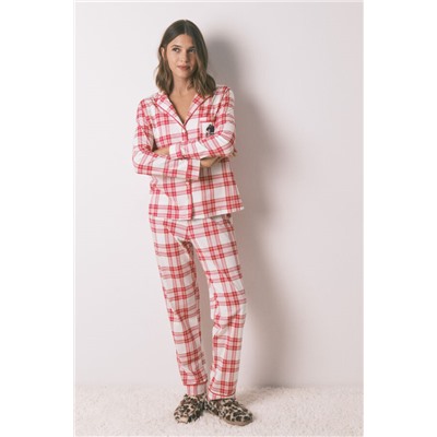 Pijama camisero 100% algodón cuadros rojos Mafalda