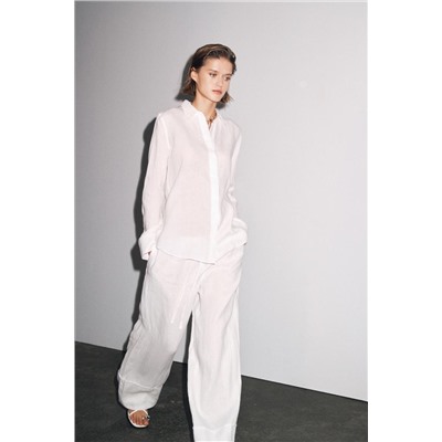 ZW COLLECTION 100% LINEN PALAZZO TROUSERS