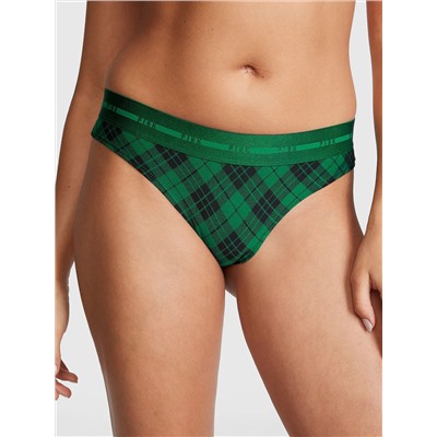 Logo Cotton High-Leg Thong Panty
