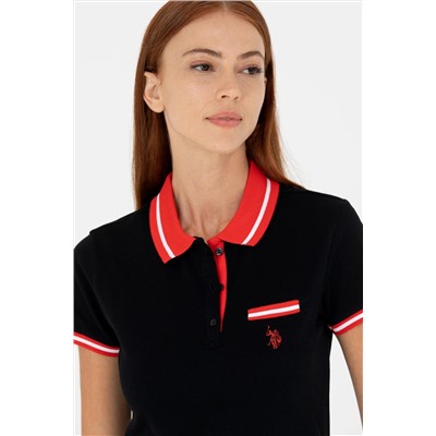 Kadın Siyah Polo Yaka Tişört