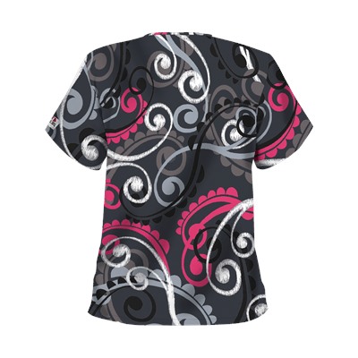 UA Cartwheels Fuchsia V-Neck Print Scrub Top