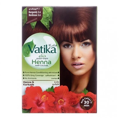 DABUR VATIKA Henna hair colours burgundy Хна для волос Бургунди 6*10г