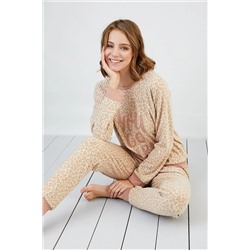 Sevim Kadın Bisiklet Yaka Jakar Pijama Takım 13302