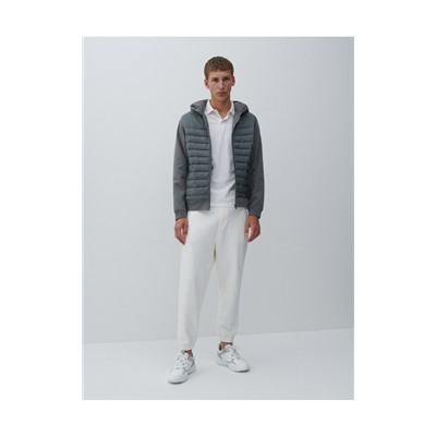 Gesteppte Sweatjacke aus Materialmix