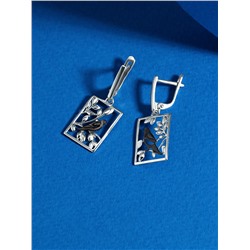 Серьги из серебра родированные 925 пробы С-3385-Р