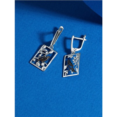 Серьги из серебра родированные 925 пробы С-3385-Р