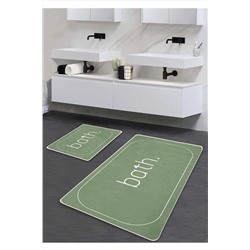 Pilloveland Kaymaz Taban Yıkanabilir 2’li Banyo Paspası - Mint Bath Desenli 60*100 Cm - 50*60 Cm BM0196