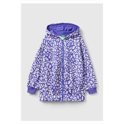 United Colors of BenettonKız Çocuk Mor Leopar Desenli Sweatshirt