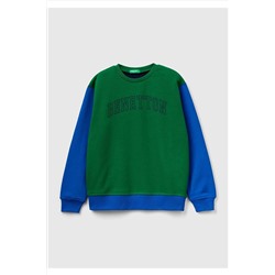United Colors of BenettonErkek Çocuk Mix Slogan Baskılı Renk Bloklu Sweatshirt Yeşil Mix