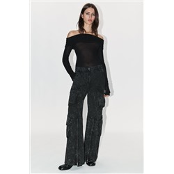 ZW COLLECTION RELAXED FIT MID-RISE CARGO JEANS