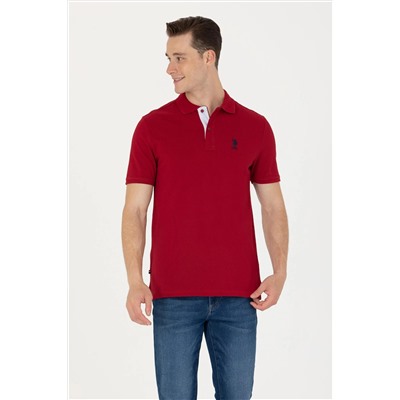 Erkek Bordo Polo Yaka Basic T-Shirt