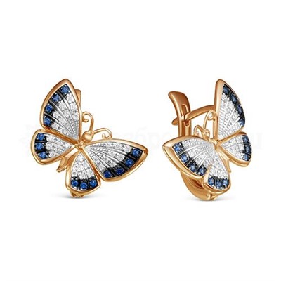 Серьги из золочёного серебра с фианитами 925 пробы п2-440-2з208