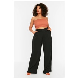 Trendyol Curve Siyah Yüksek Bel Pileli Dokuma Pantolon TBBSS22PL0448