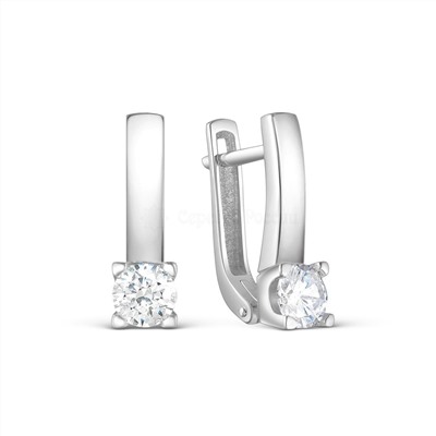 Серьги из серебра с фианитами родированные 925 пробы 121-10-23р
