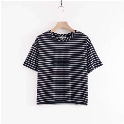 Женская укороченная футболка в полоску Calvin Klei*n 👕  Экспорт