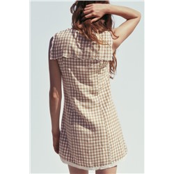GINGHAM CHECK MINI DRESS WITH PETER PAN COLLAR