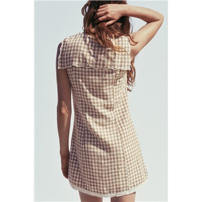 GINGHAM CHECK MINI DRESS WITH PETER PAN COLLAR