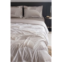 Rochelle King Size %100 Pamuk Baskılı Saten Nevresim Takımı - Bej