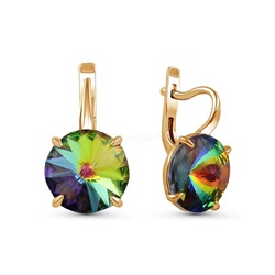 Кольцо из золочёного серебра с кристаллом Swarovski 925 пробы кл-002з-001VM