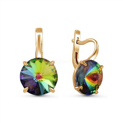 Кольцо из золочёного серебра с кристаллом Swarovski 925 пробы кл-002з-001VM