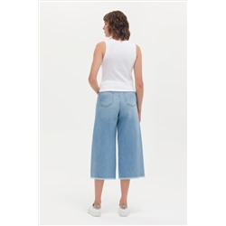 Kadın Açık Mavi Flare Cropped Fit Jean Pantolon