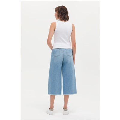 Kadın Açık Mavi Flare Cropped Fit Jean Pantolon