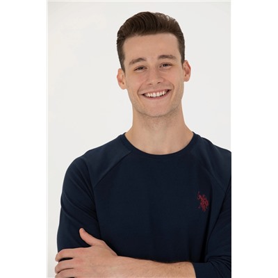 Erkek Lacivert Bisiklet Yaka Basic Sweatshirt