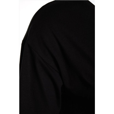 Siyah Yaka Detaylı Örme T-Shirt TBBSS22TS0877