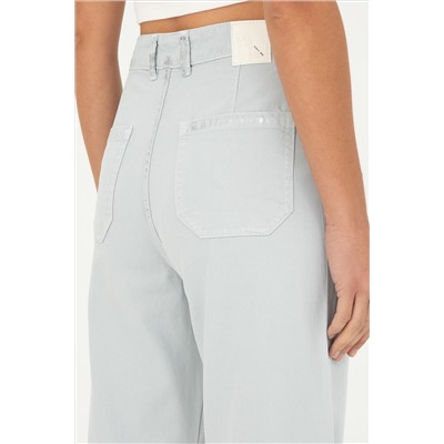 Kadın Açık Mavi Loose Cropped Fit Jean Pantolon