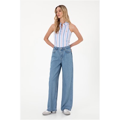 Kadın Açık Mavi Loose Fit Jean Pantolon