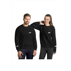 My BlogSevgili Çift Kombini Kişiye Özel Harf Baskılı 2'li Sweatshirt