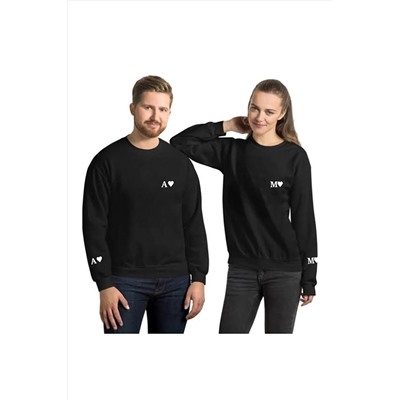 My BlogSevgili Çift Kombini Kişiye Özel Harf Baskılı 2'li Sweatshirt
