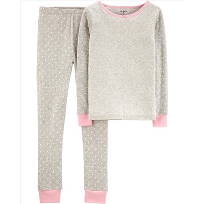 2-Piece Polka Dot Snug Fit Cotton PJs