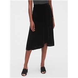 Velvet Wrap Midi Skirt