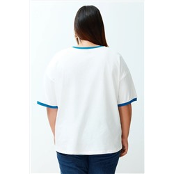 Ekru Unisex Oversize Rahat %100 Pamuklu Couple Örme T-Shirt TBBSS24BF00033