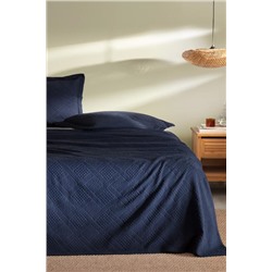 Triangle King Size %100 Pamuk Yatak Örtüsü - Lacivert - Lüks Koleksiyon