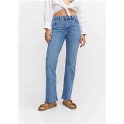 Jeans rectos tiro medio aberturas -  Mujer | MANGO OUTLET España
