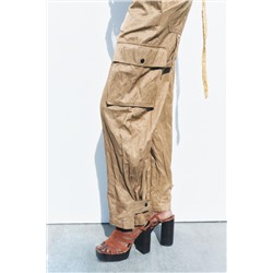 ZW COLLECTION WRINKLED CARGO TROUSERS